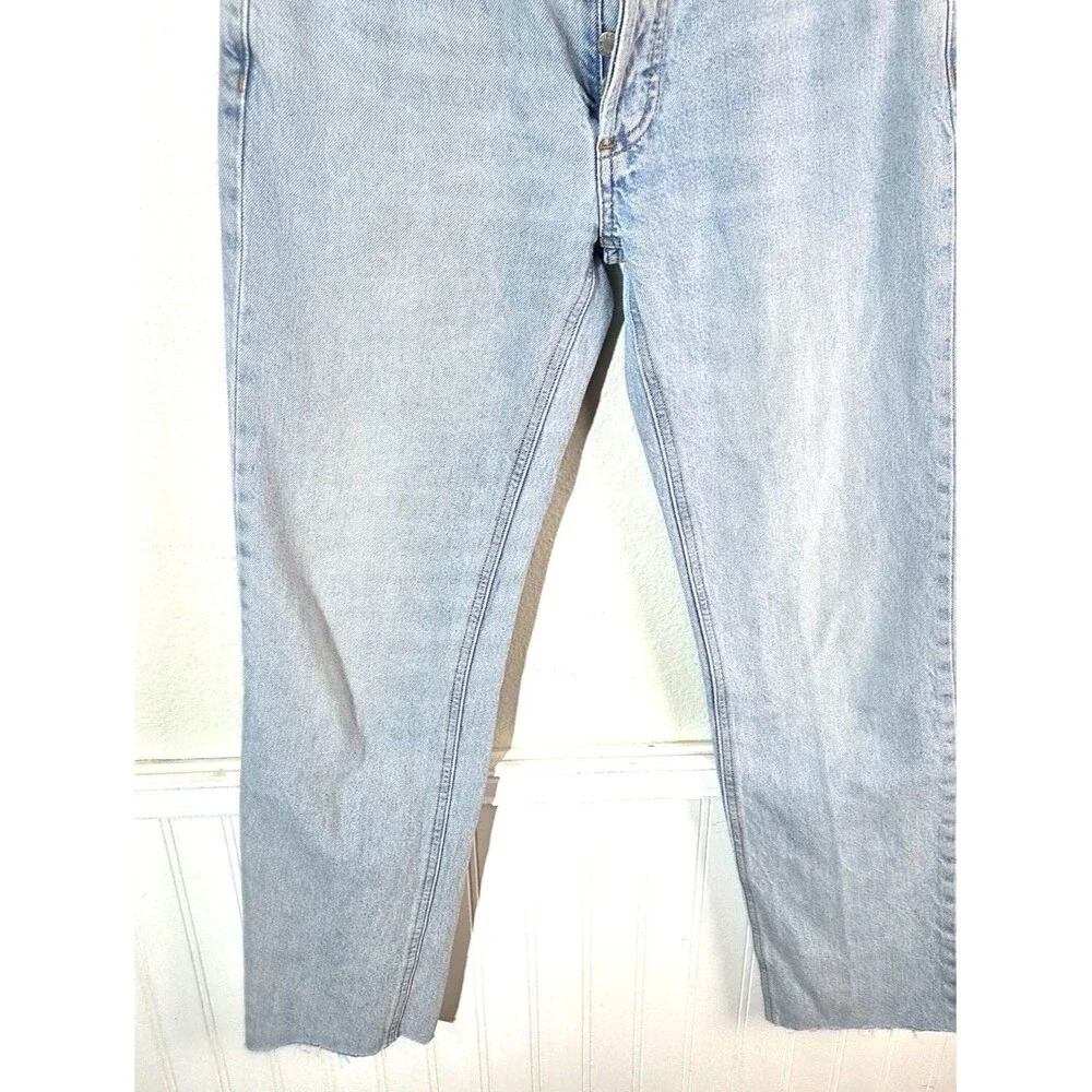 Denim Forum The 90s Joni Lo-Rise Loose Jeans Womens 24 Light Wash Button Fly Raw